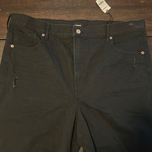 Express distressed black jeans, straight leg